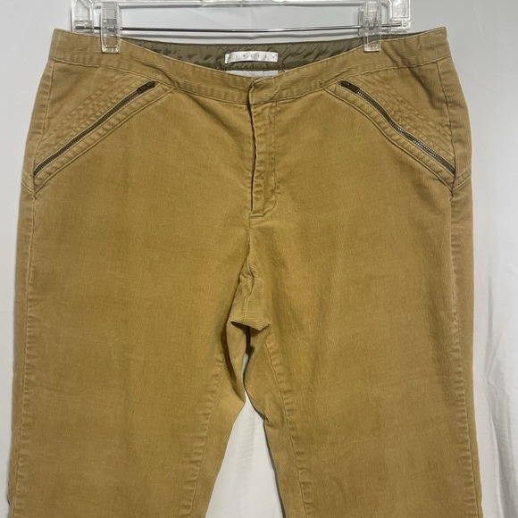 OLD NAVY Pants Women Sz 12 Corduroy Front Zip Pockets Stretch Retro Mustard - Picture 4 of 11